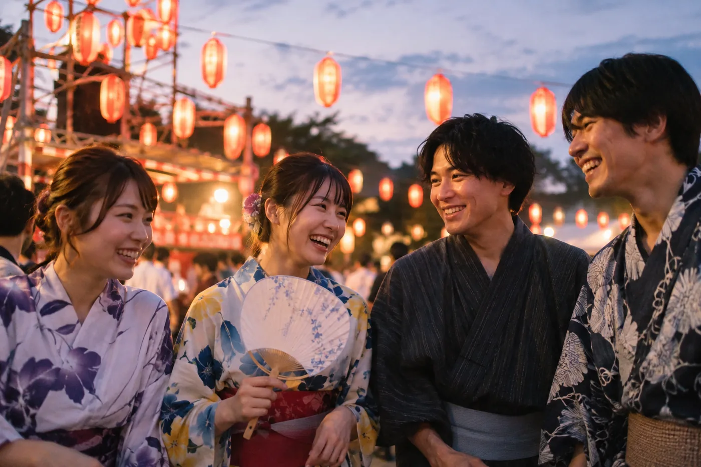 夏祭りを楽しむ人たち